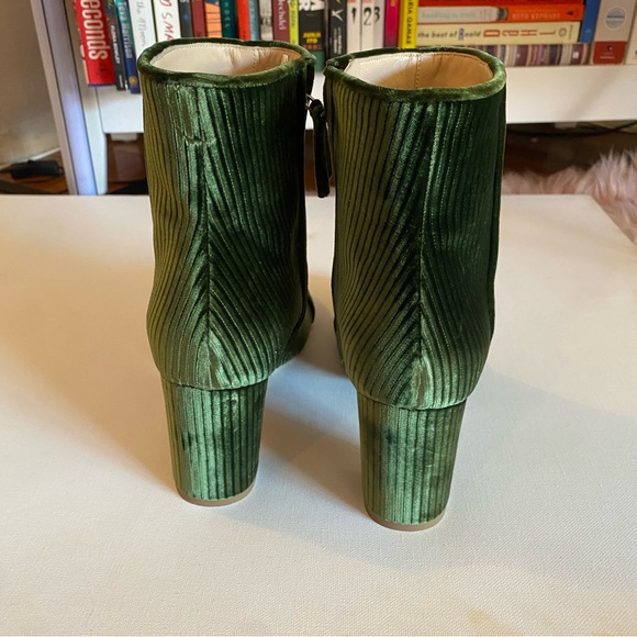 Polly Plume Green Velvet Ribbed High Heel Ankle Boots - Picture 4 of 8